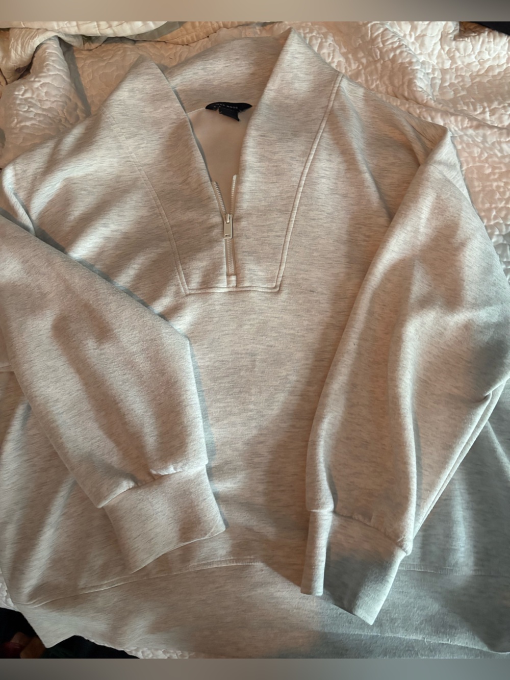 Cozy Half-Zip Heather Gray Pullover Sweatshirt